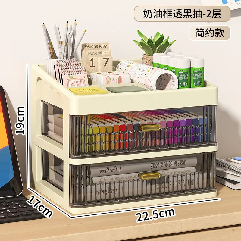 Desktop Organizer Box Multi-Layer Storage for Office Stationery Pencils Student Supplies Bedroom Study Desk Organization