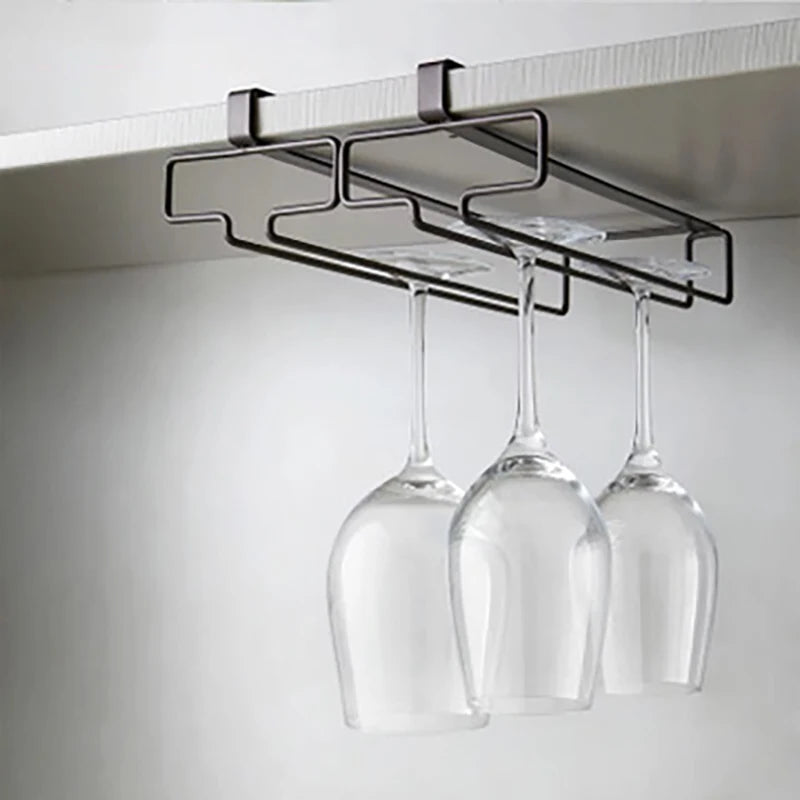 Wine Glasses Holder Bartender Stemware Hanging Rack Under Cabinet Stemware Organizer Glass Goblet Iron Rack Bar Kitchen Tools