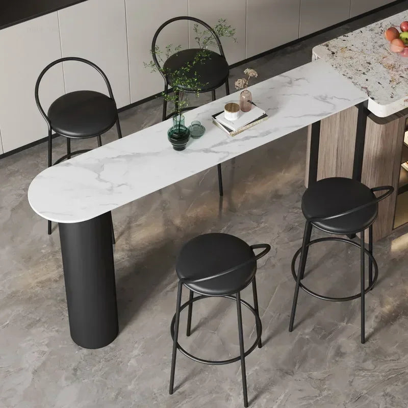 Nordic Modern High Bar Tables Household Slate Bar Table Kitchen Furniture Living Room Simple Integrated Island Dining Table v