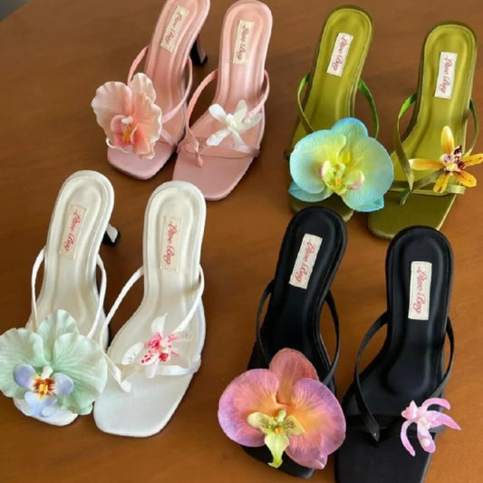 1 Pair Simulation Coloful Thai Fairy Butterfly Flower Shoe Buckles Personalized Design Phalaenopsis Shoe Flower Sandals