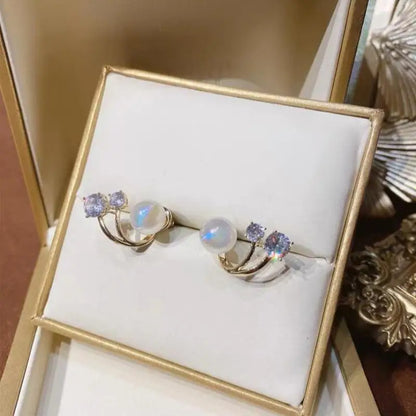 925 Silver Needle Korean Fashion Pearl Crystal Earrings For Women Jewelry 2026 Trending Luxury Women's Wedding Party Earrings