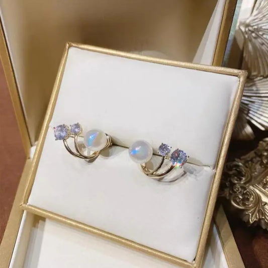 925 Silver Needle Korean Fashion Pearl Crystal Earrings For Women Jewelry 2026 Trending Luxury Women's Wedding Party Earrings