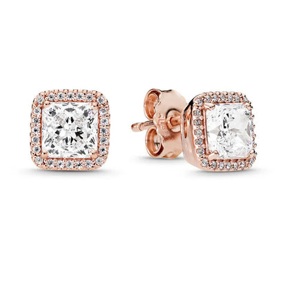 TOGORY Newest Rose Gold Brand Stud Earrings For Ladies Women Crown Love Round Earrings Jewellery Birthday Gift Special Offer