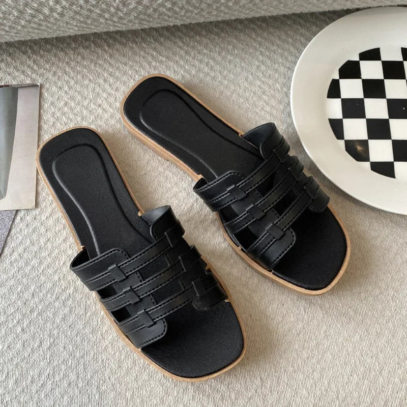 New Summer Women's Slippers Outer Wear Korean Style Ins Web Red Shrimp Skin Fashionable Sandals Quick Selling Amazon Wholesale