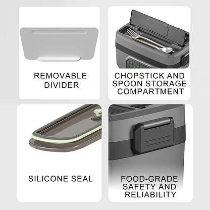 Wireless Electric Lunch Box 1600ML Capacity Heating 6Speed Constant Temperature Outdoor Lunch Box 304 Food-Grade Stainless Steel