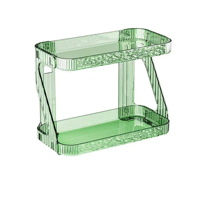 Gold Luxury Double Layer Bathroom Kitchen Vanity Cosmetic Transparent Storage Rack No Drilling Required Modern Minimalist Design