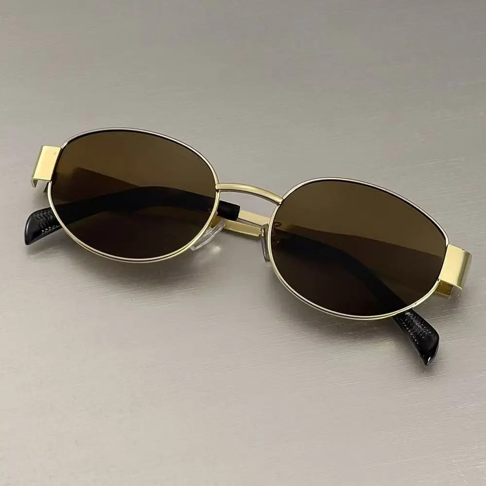 New  Oval Sunglasses for Women Men Trendy Metal Frame Sun Glasses Classic Shades Casual Eyewear