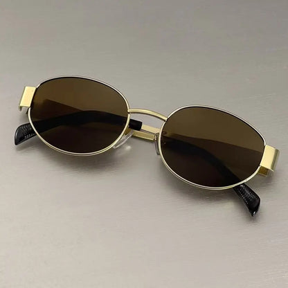 New  Oval Sunglasses for Women Men Trendy Metal Frame Sun Glasses Classic Shades Casual Eyewear