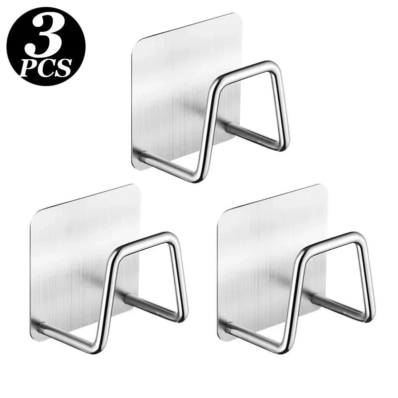 1/10pcs Kitchen Stainless Steel Sink Sponges Holder Self Adhesive Drain Drying Rack Shelf Household Wall Hooks Storage Organizer