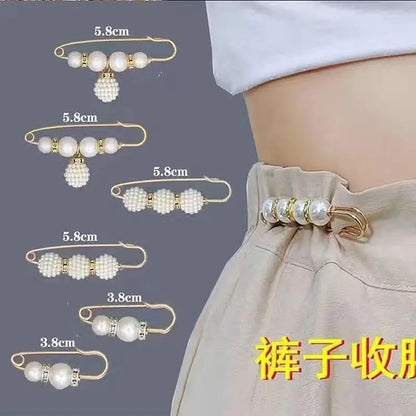 2/20pcs Clothing Brooch Pearl Waist Adjustment for Women Pearl Lapel Pin Sweater Dress Brooch Pins Badge Buckle DIY Accessories