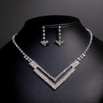 Necklace Earrings Set 2024 Rhinestone Tassel Earrings Necklace Combo Wedding Jewelry Bride Dangle Earrings Necklaces Party Jewel