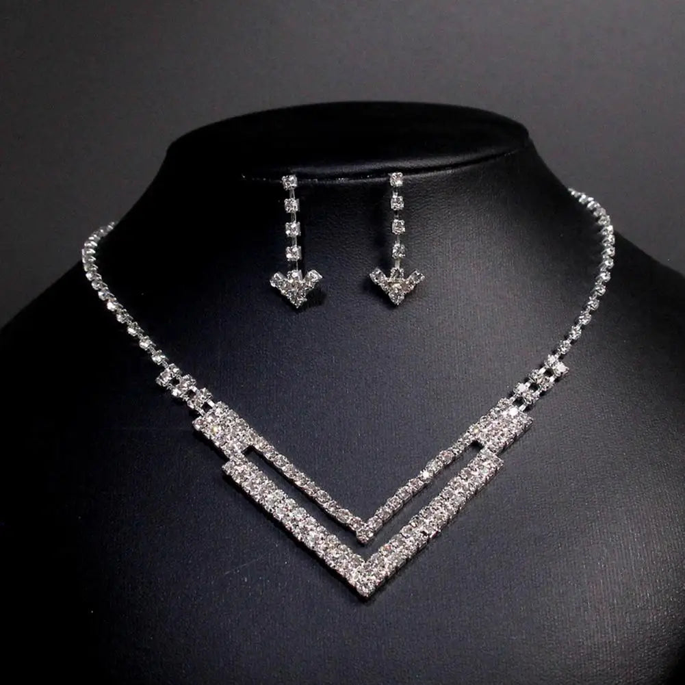 Necklace Earrings Set 2024 Rhinestone Tassel Earrings Necklace Combo Wedding Jewelry Bride Dangle Earrings Necklaces Party Jewel