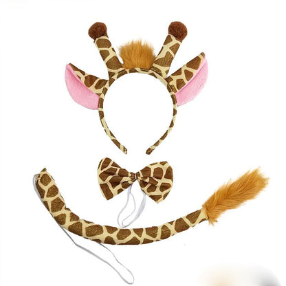 Halloween Giraffe Headband Tie Skirt Gloves Cosplay Kawaii Animal Headgear Christmas Party Costumes A Set Birthday Wearing