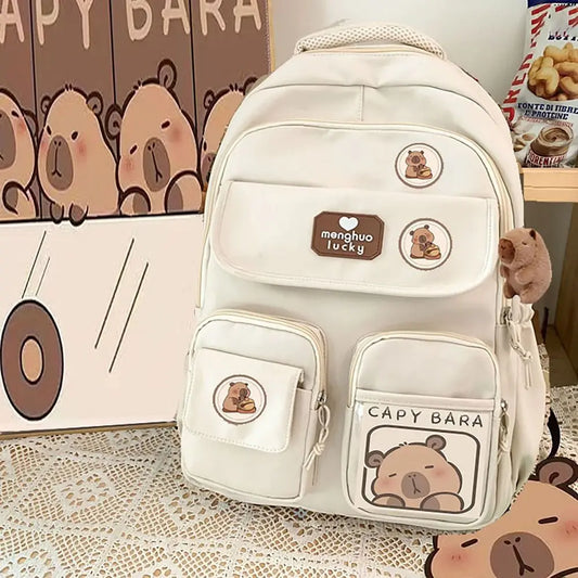 Cute Capybara Schoolbag Adjustable Strap Waterproof Shoulders Bag Large Capacity Computer Bag Student