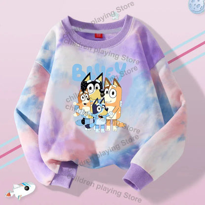 Blueyi Series Kid Pullover Sweatshirts Trendy Long Sleeves Top Bingo Autumn Winter Cartoon Child Clothes Birthday Christmas Gift