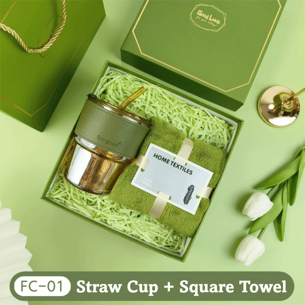 3IN1 Souvenir Gift Set Stylish Design Fan/Towel/Cup Practical Gift Sets with Paper Bag Portable Gift Box Set Personalized Gifts