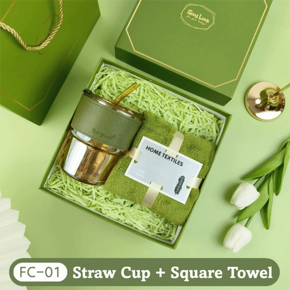 3IN1 Souvenir Gift Set Stylish Design Fan/Towel/Cup Practical Gift Sets with Paper Bag Portable Gift Box Set Personalized Gifts