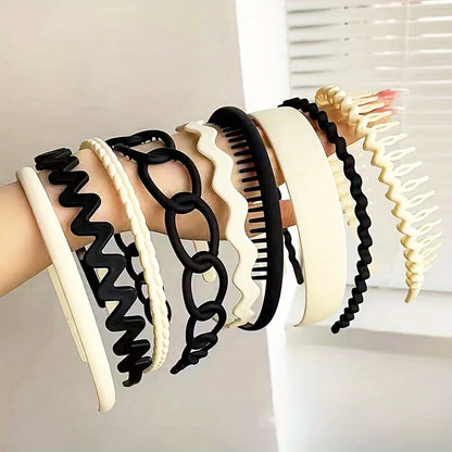 5/9pc Anti slip Toothed Hair Band Set Women's Men's Simple Frame Head Shampoo bangs Broken Hair Pressing Bracket Scrub Ornament