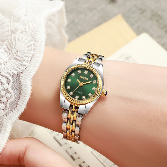 Ladies' fashionable temperament, small dial Aurora watch, diamond strap, quartz watch