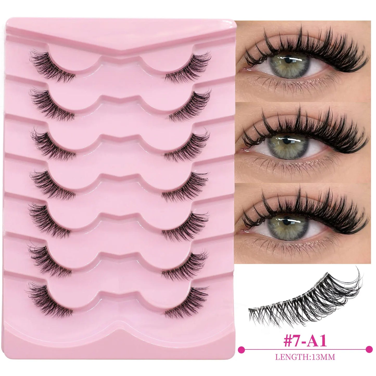 VELTRINAY False Eyelashes Half Lashes Cat Eye Natural Look Wispy Faux Mink Clear Eyelash Band Natural Lashes Makeup