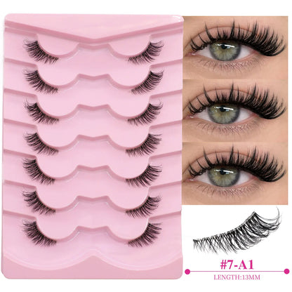 VELTRINAY False Eyelashes Half Lashes Cat Eye Natural Look Wispy Faux Mink Clear Eyelash Band Natural Lashes Makeup