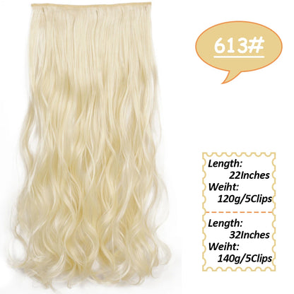 NICESY Synthetic Long Wavy 5 Clips Hair Extensions 22Inch/32Inch Clip On Hair Extensions High Tempreture Fake For Women