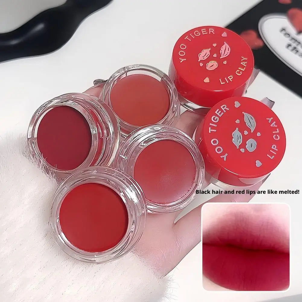 Lip Mud Lip Gloss - Jelly Jar Lip Mud Lip Gloss Long-lasting Matte Mist, Waterproof Non-Stick Cup, Women's Lipstic Makeup Tool