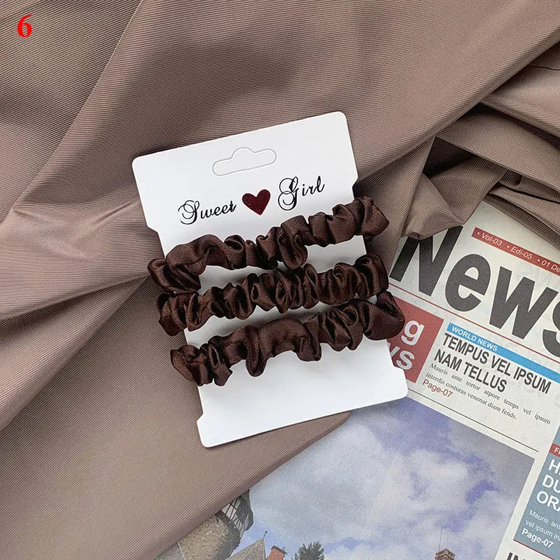 3/6Pcs/Set Silk Hair Scrunchies Elastic Hair Bands Women Elegant Headwear Hair Ties Ponytail Holder Sweet Hair Rope Rubber Bands