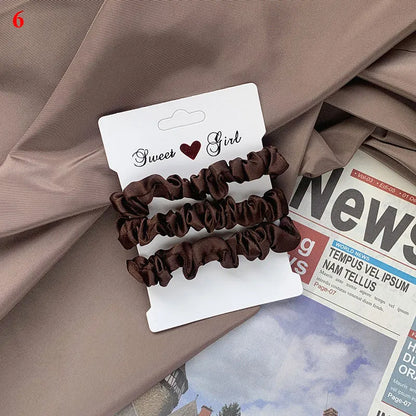 3/6Pcs/Set Silk Hair Scrunchies Elastic Hair Bands Women Elegant Headwear Hair Ties Ponytail Holder Sweet Hair Rope Rubber Bands