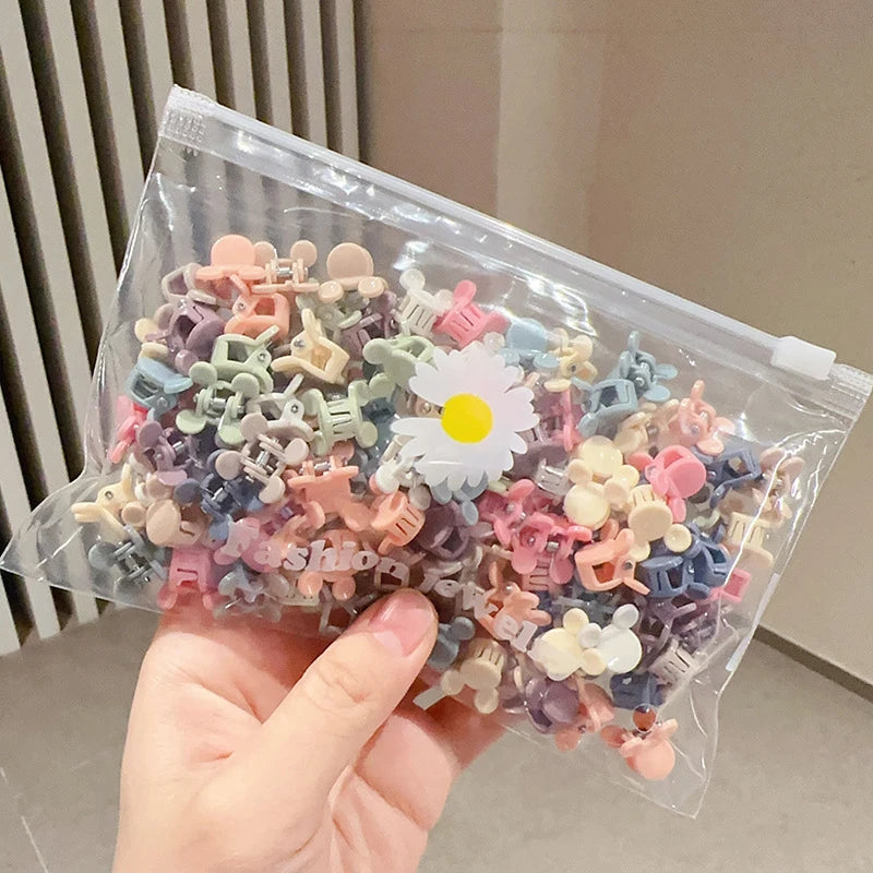 100Pcs Cute Flower Star Hair Claws Styling Hair Braid Hairpins Kids  Colorful Small Girls Hair Clips Hair Accessories Headwear