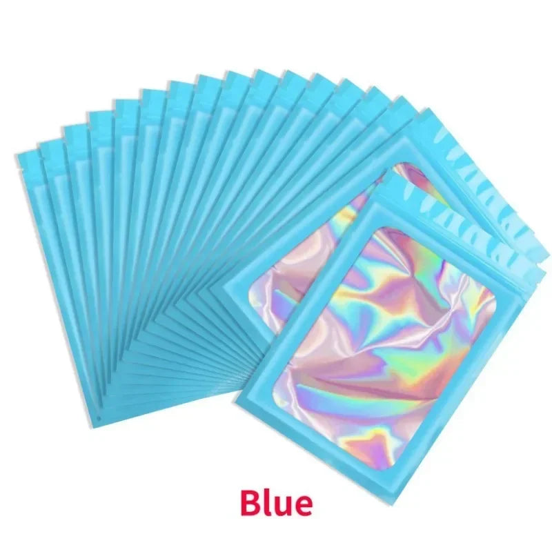 10-50Pcs Laser Ziplock Bag Necklace Earrings Jewelry Gift Packing Bags Cell Phone Cases Colorful Packing Bags Kitchen Organizer