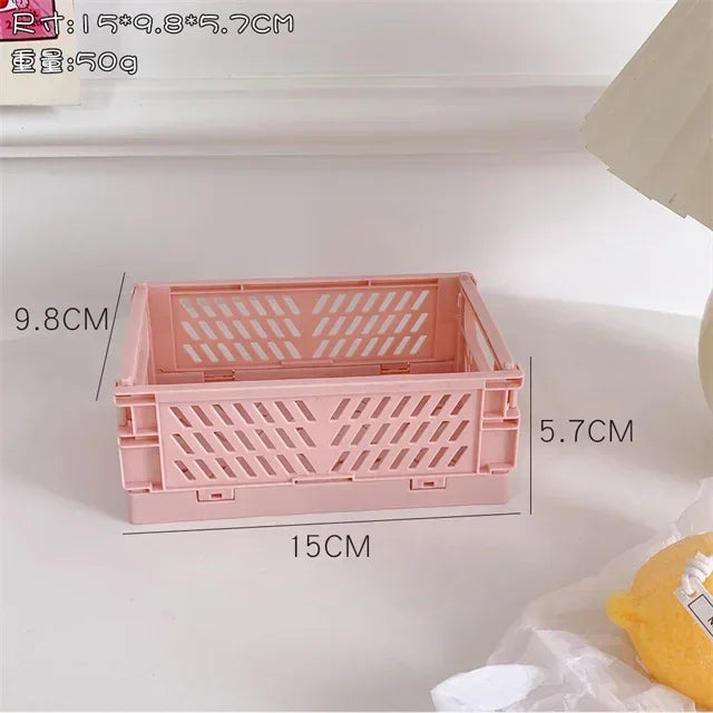 6 Color Foldable Storage Baskets Student Desktop Holder Tape Stationery Cosmetic Storage Box Home Office Organizer Container