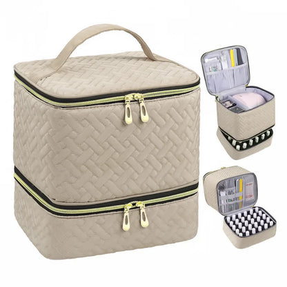 Nail Polish Storage Bag Essential Oil Bag Portable Cosmetic Nail Care Kit Nail Care Tool Storage Box Double Layer 30 Compartment