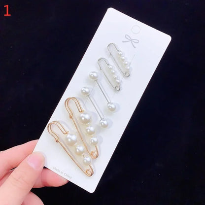 6Pcs Brooch Set Big Beads Fashion Clothing Brooches for Women Pearl Lapel Pin Sweater Dress Brooch Pins Badge Buckle Accessories
