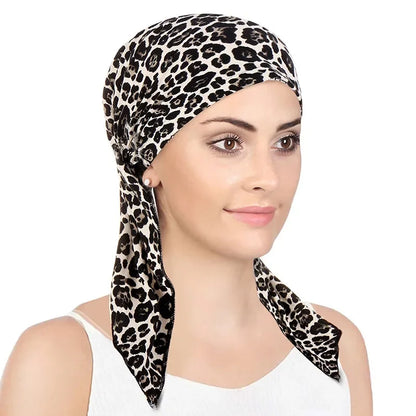 New Muslim Women Soft Turban Hat Headbands Pre-Tied Head Scarf Printed Ladiess Cotton Chemo Cap Inner Hijabs Hair Accessories