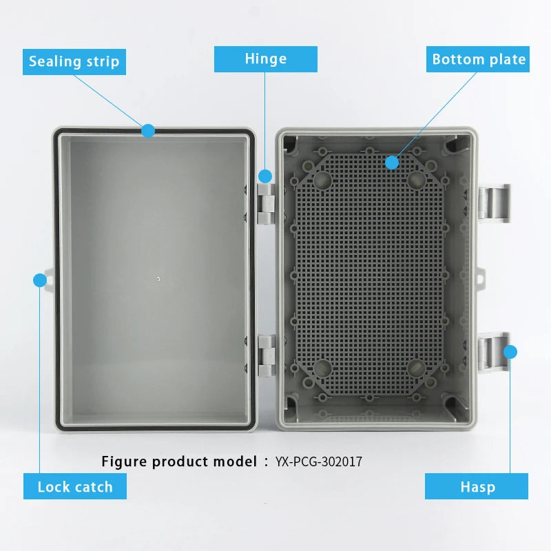 IP66 ABS plastic PC enclosure with hinge latch lock outdoor distribution box waterproof electrical junction box instrument box