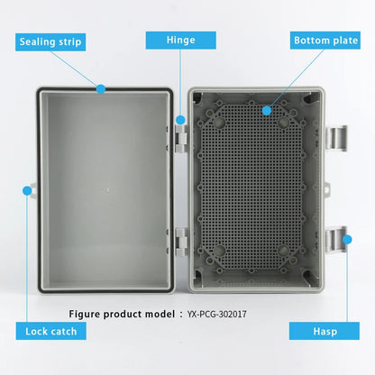 IP66 ABS plastic PC enclosure with hinge latch lock outdoor distribution box waterproof electrical junction box instrument box