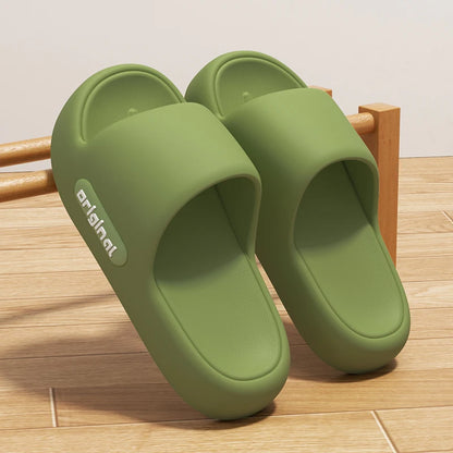 Thick Platform Pillow Slippers Women 2025 Summer Soft Sole Eva Cloud Slippers Woman Letter Print Non Slip Indoor House Shoes