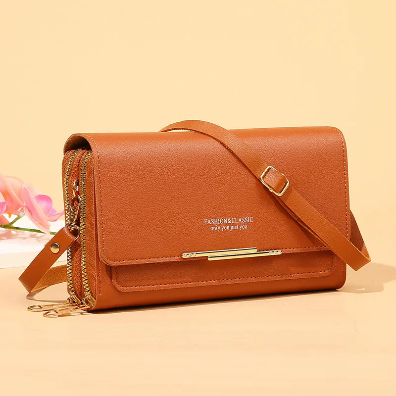 New Women Long Wallet Money Clutch Handbag Korean Large Capacity Multifunctional Shoulder Bag Hand Bag Zipper Purse Mobile Bag