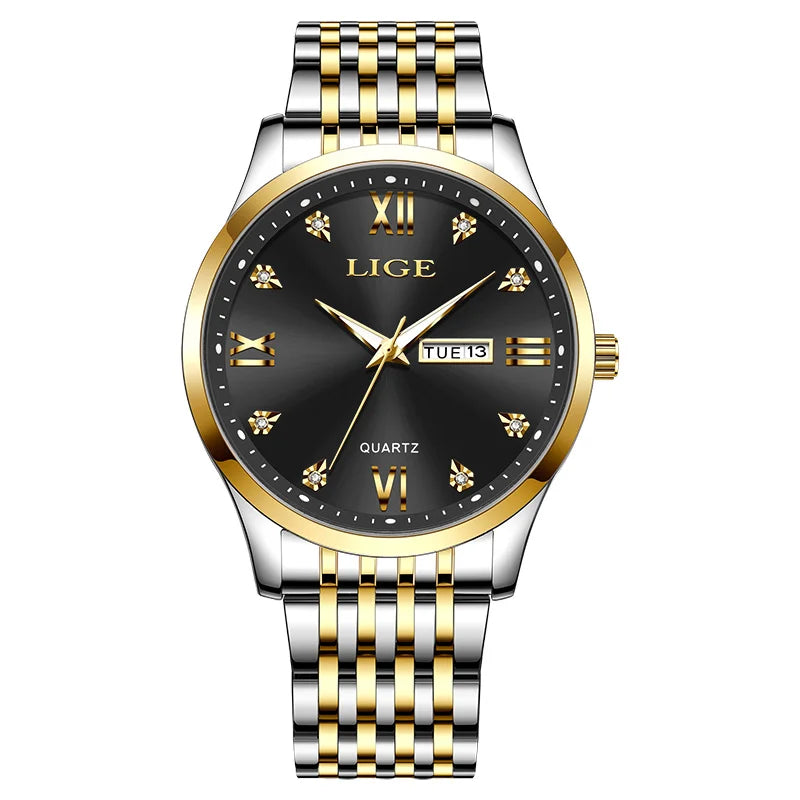 LIGE Top Brand Quartz Watches For Men Fashion Business Luxury Mens Watch Waterproof Date Steel Strap Wristwatches Reloj Hombre