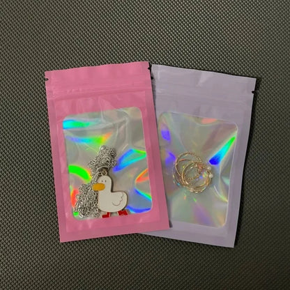 10-50Pcs Laser Ziplock Bag Necklace Earrings Jewelry Gift Packing Bags Cell Phone Cases Colorful Packing Bags Kitchen Organizer