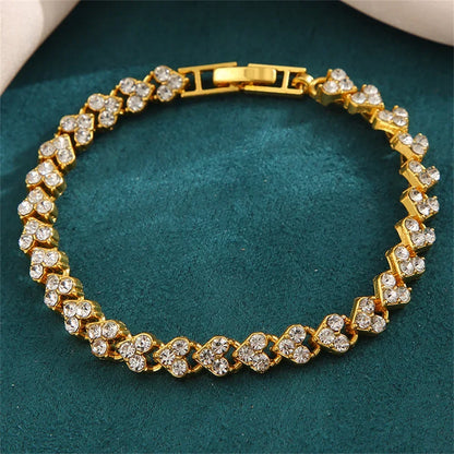 Charm Delicated Crystal Heart Tennis Bracelet for Women Rhinestone Paved Handmade Bracelet Wedding Anniversary Gift Jewelry
