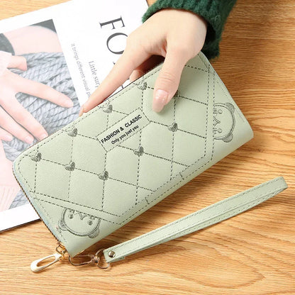 New Long Short Wallet Women's Fashion Credit Card Bag Purse Zipper Handbag Embroidered Heart Mobile Phone Money Coin Bag Case