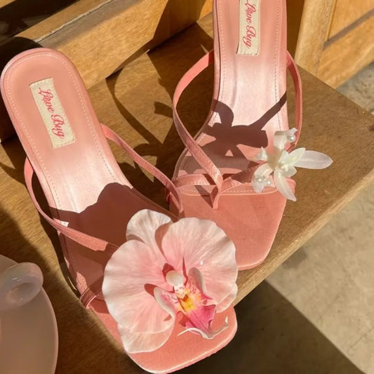 1 Pair Simulation Coloful Thai Fairy  Flower Shoe Buckles Personalized Design  Orchid Simulation Buckles Decor
