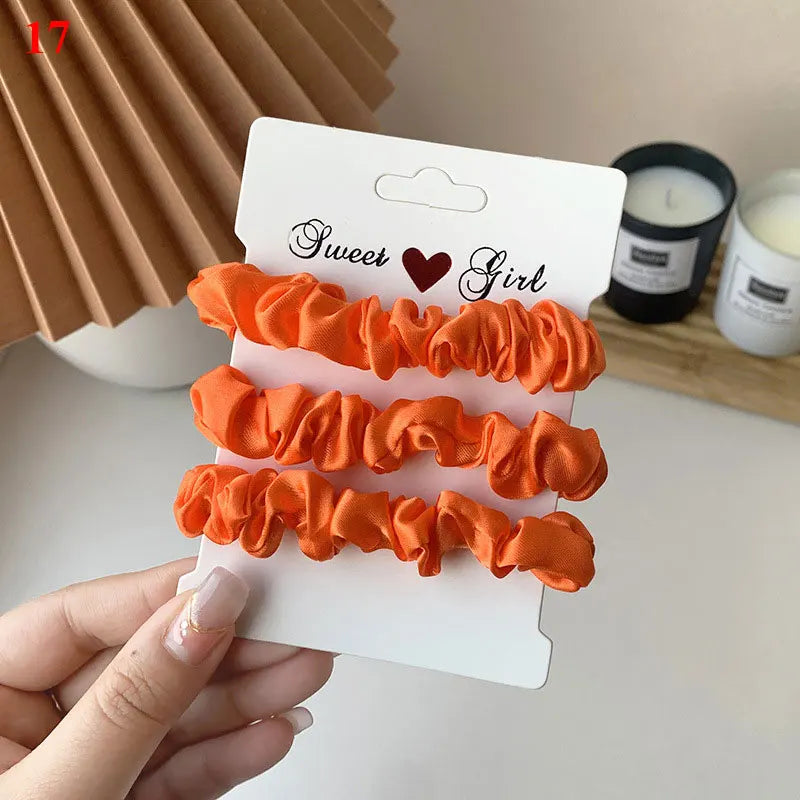 3/6Pcs/Set Silk Hair Scrunchies Elastic Hair Bands Women Elegant Headwear Hair Ties Ponytail Holder Sweet Hair Rope Rubber Bands