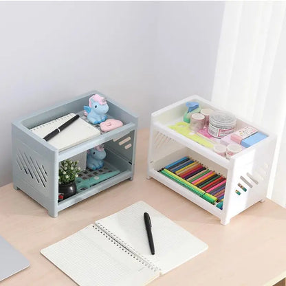 Desktop Storage Rack Multi-Layer Stationery Organizer Stand Office Home School Display Holder Rack Dormitory Desk Organizer