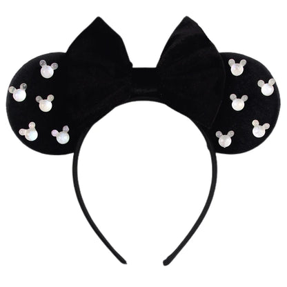 New Trendy Mouse Ears Headband Mickey 3.3"Velvet For Girls Soft Bow Hairband Halloween Festival Party Trip DIY Hair Accessories