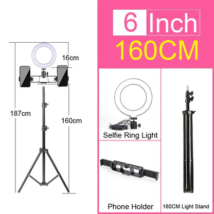 6-14" Ring Light 10 Dimming Levels 22 Modes Professinonal Fill Light 3CCT/RGB with Tripod & Phone/IPad Holder For Live streaming