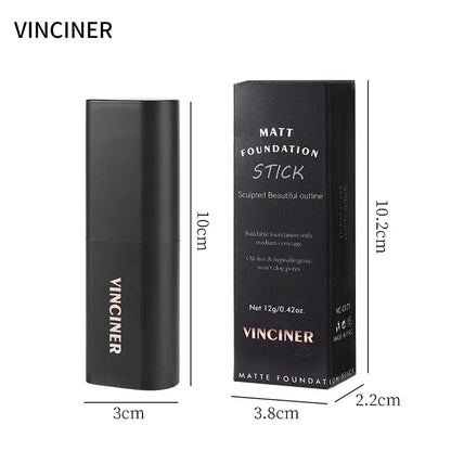 VINCINER 4 Color Matte Foundation Stick Natural Skin Tone Long Lasting Waterproof Easy To Apply Professional Makeup Stick 12g