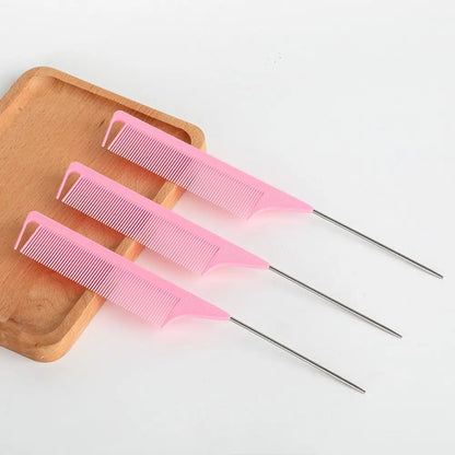 Anti-static Pointed Tail Hair Styling Comb Fine Tooth Barber Accessories Steel Tip Tail Comb Salon Steel Needle Pin Tip Brush